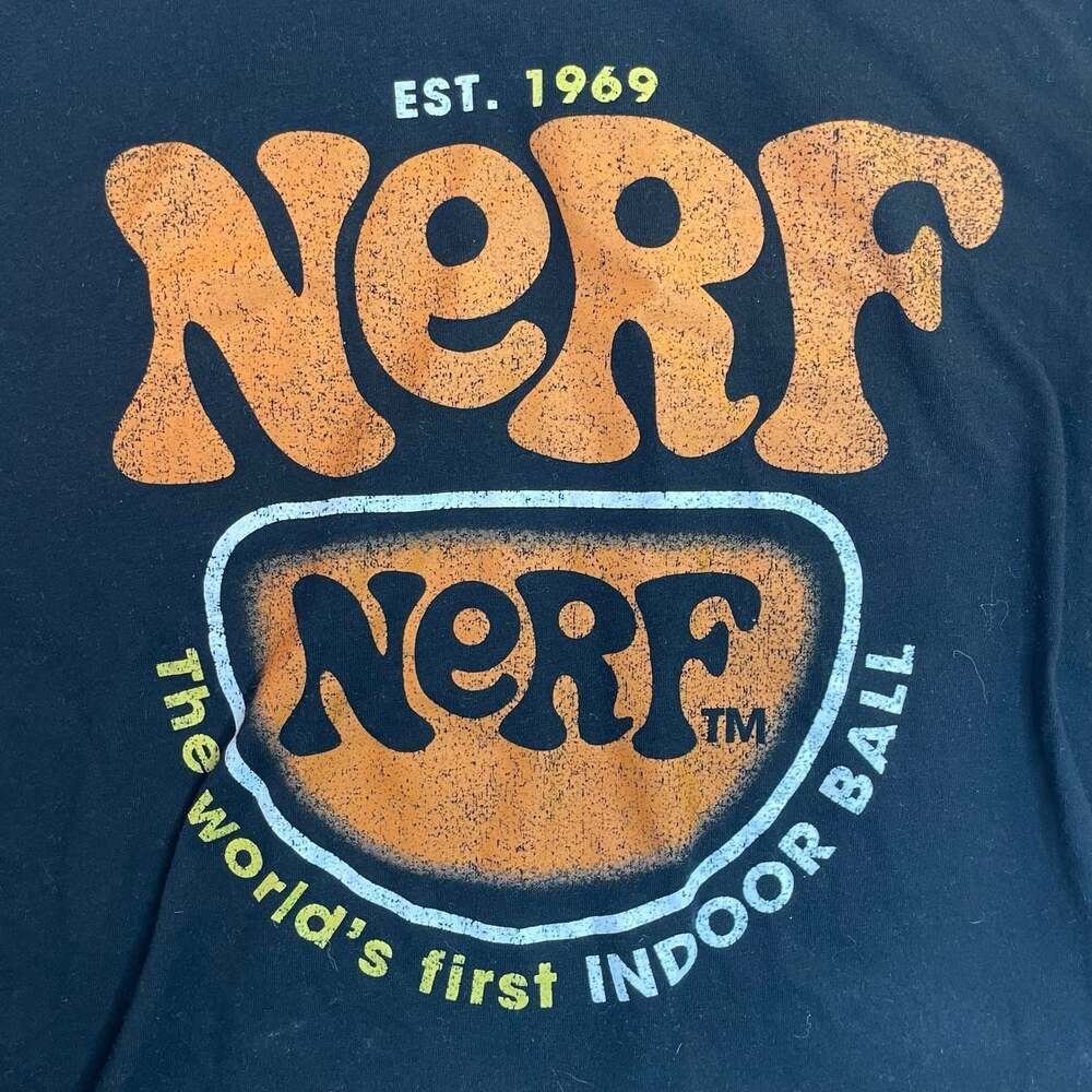 Nerf Indoor Ball Graphic T-Shirt Black Size Large - Picture 3 of 4